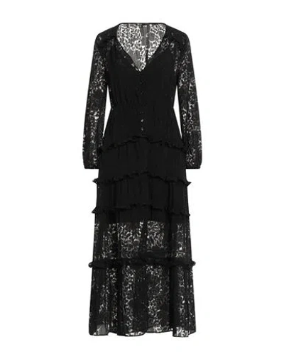 Maje Woman Maxi Dress Black Size 6 Viscose, Polyamide, Linen