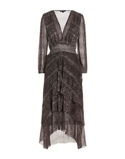Maje Woman Maxi Dress Chocolate Brown Size 2 Polyester, Metallic Fiber, Viscose