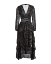 Maje Tiered Metallic Knitted Midi Dress In Purple