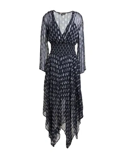 Maje Woman Maxi Dress Midnight Blue Size 6 Viscose, Metallic Fiber In Black