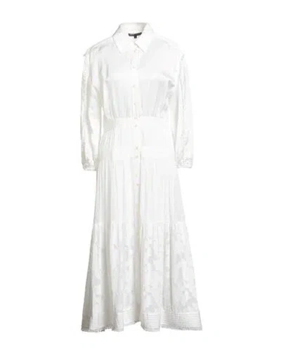 Maje Woman Maxi Dress White Size 6 Viscose, Linen, Modal