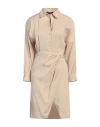 Maje Wraparound-style Shirt Dress In Beige