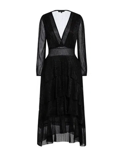Maje Woman Midi Dress Black Size 8 Polyester, Metallic Fiber