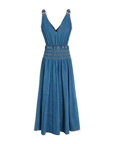 Maje Woman Midi Dress Blue Size 8 Cotton In Multi