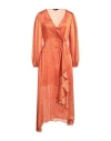 Maje Woman Midi Dress Orange Size 10 Polyester In Orange