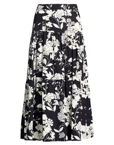 Maje Floral-print Cotton Midi Skirt In Black