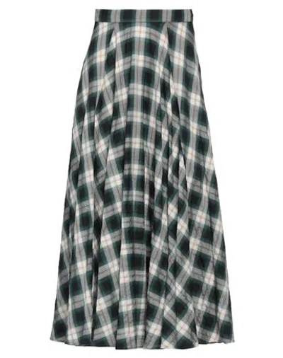 Maje Woman Midi Skirt Dark Green Size 8 Cotton