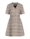 Maje Woman Mini Dress Beige Size 10 Cotton, Viscose, Acrylic, Metallic Fiber, Polyamide In Neutral