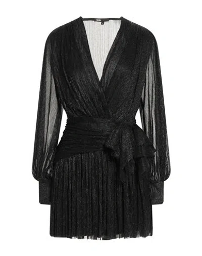 Maje Woman Mini Dress Black Size 10 Polyester, Metallic Fiber