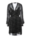 Maje Sleeveless V-neck Romper In Metallic Black Polyester In Black