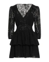 Maje Woman Mini Dress Black Size 10 Viscose, Polyamide, Linen In Black