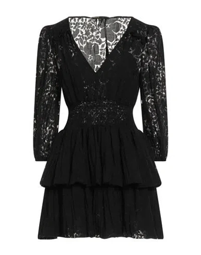 Maje Woman Mini Dress Black Size 10 Viscose, Polyamide, Linen
