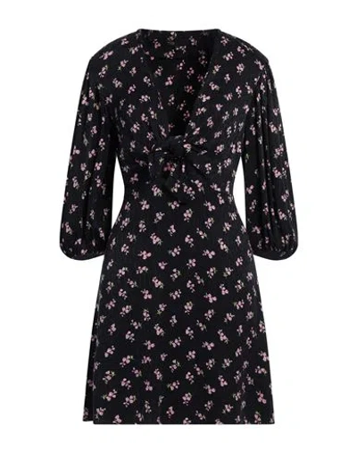 Maje Knotted Floral-print Cupro-blend Jacquard Mini Dress In Black