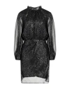 Maje Woman Mini Dress Black Size 8 Silk, Metallic Fiber In Black