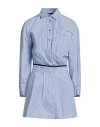Maje Woman Mini Dress Blue Size 8 Cotton In Blue