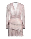 Maje Wrap-effect Pleated Metallic Knitted Mini Dress In Pink