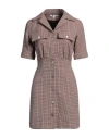 Maje Woman Mini Dress Camel Size 8 Cotton, Wool, Polyester, Polyamide In Beige