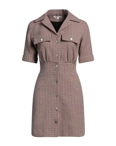 Maje Woman Mini Dress Camel Size 8 Cotton, Wool, Polyester, Polyamide In Beige