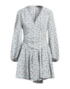Maje Ruched Shirred Floral-print Crepe Mini Dress In White
