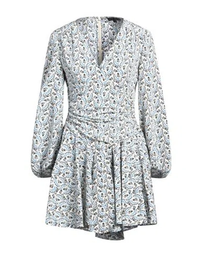 Maje Ruched Shirred Floral-print Crepe Mini Dress In White