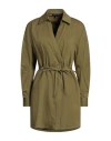 Maje Woman Mini Dress Khaki Size 10 Cotton, Elastane In Beige