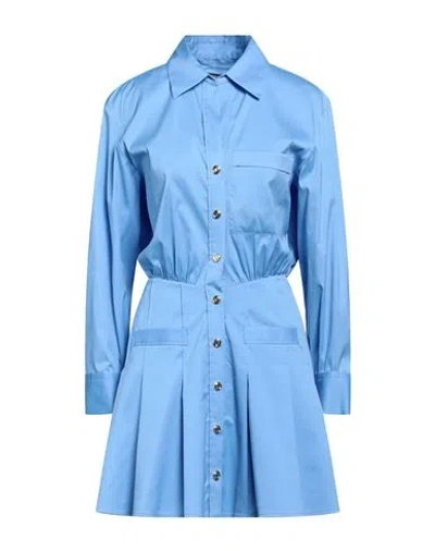 MAJE MAJE WOMAN MINI DRESS LIGHT BLUE SIZE 8 COTTON, POLYAMIDE, ELASTANE
