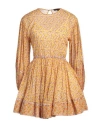 Maje Woman Mini Dress Marigold Size 8 Cotton In Yellow