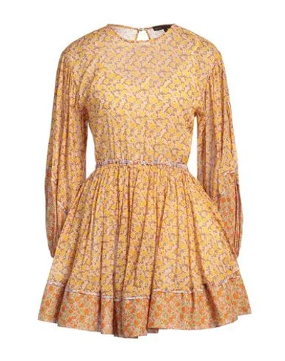 Maje Woman Mini Dress Marigold Size 8 Cotton In Yellow