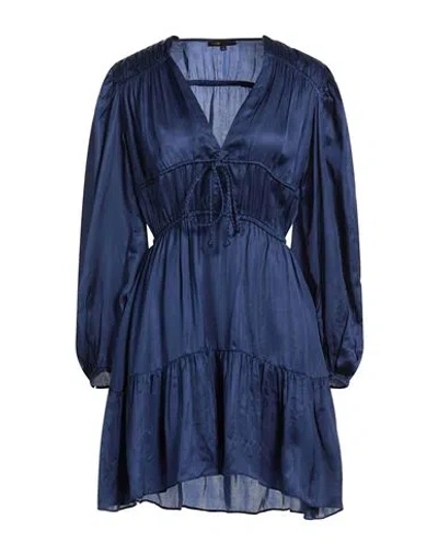 Maje Woman Mini Dress Navy Size 4 Cupro In Blue