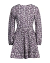 Maje Woman Mini Dress Purple Size 8 Linen, Viscose In Purple