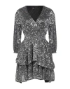 Maje Woman Mini Dress Silver Size 6 Recycled Polyester, Metallic Fiber In Black