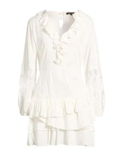 Maje Woman Mini Dress White Size 10 Viscose, Linen, Polyester