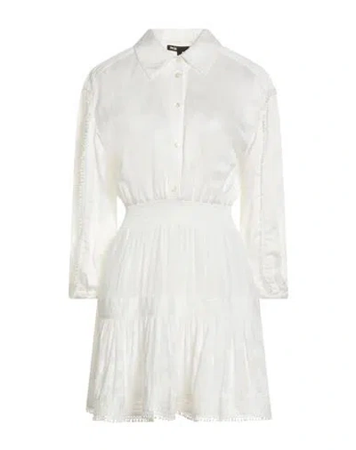 Maje Woman Mini Dress White Size 8 Viscose, Linen, Modal
