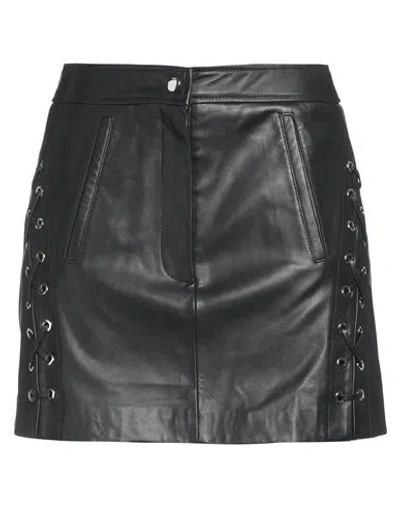 Maje Lace-up Leather Mini Skirt In Black