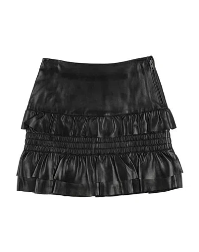 Maje Woman Mini Skirt Black Size 6 Lambskin