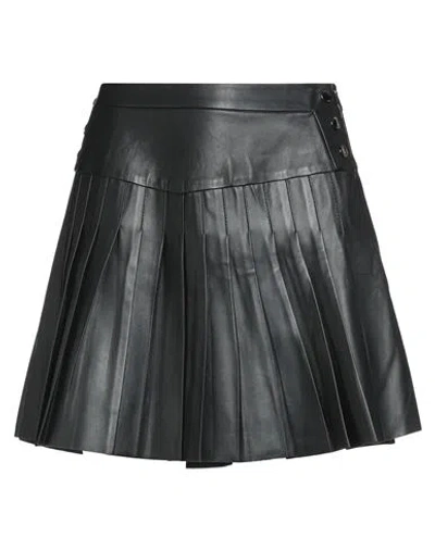 Maje Woman Mini Skirt Black Size 8 Sheepskin