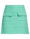 Maje Woman Mini Skirt Green Size 8 Cotton, Polyamide, Polyester In Green