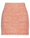 Maje Woman Mini Skirt Orange Size 10 Cotton, Polyester, Acrylic, Viscose, Polyamide In Orange