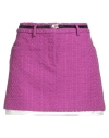 Maje Woman Mini Skirt Purple Size 10 Cotton, Polyamide In Purple