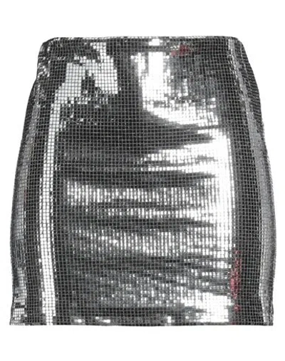 Maje Woman Mini Skirt Silver Size 6 Polyamide, Polyester, Metallic Fiber, Elastane