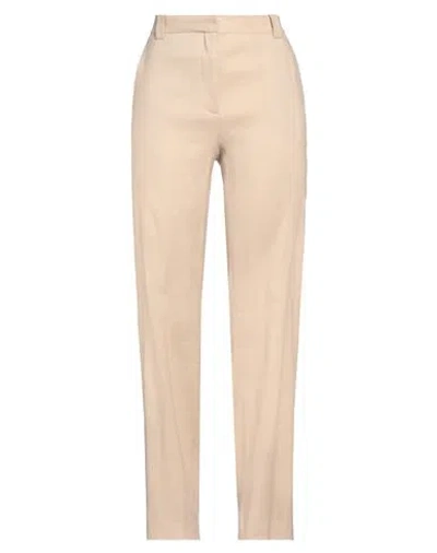 Maje Woman Pants Beige Size 8 Linen, Viscose, Elastane