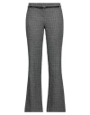 Maje Belted Checked Twill Flared Pants In Grey