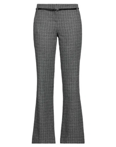 Maje Belted Checked Twill Flared Pants In Grey