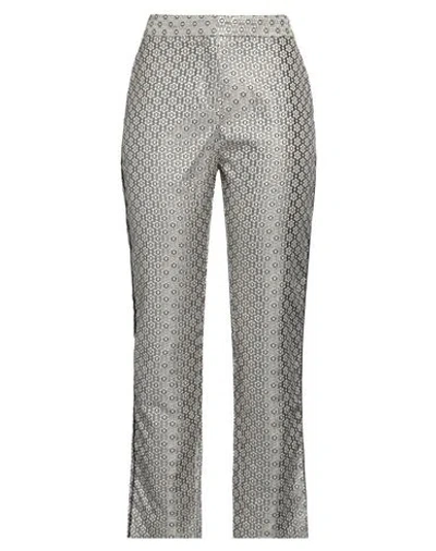 Maje Woman Pants Platinum Size 6 Polyester, Acetate, Cotton, Metallic Fiber In Grey