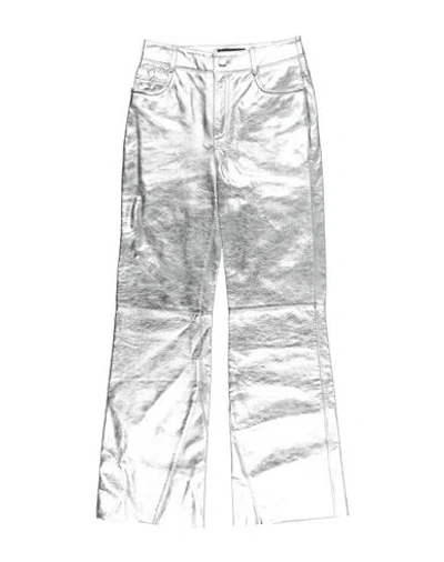 Maje Woman Pants Silver Size 10 Cotton, Viscose
