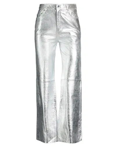 Maje Woman Pants Silver Size 10 Sheepskin