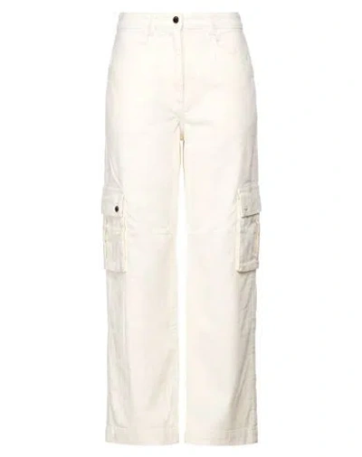 Maje Woman Pants White Size 2 Cotton, Elastane