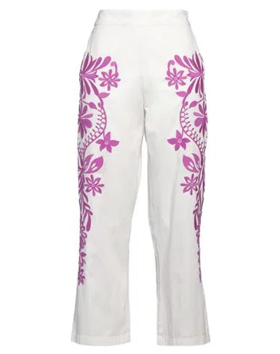 Maje Woman Pants White Size 8 Cotton, Polyester