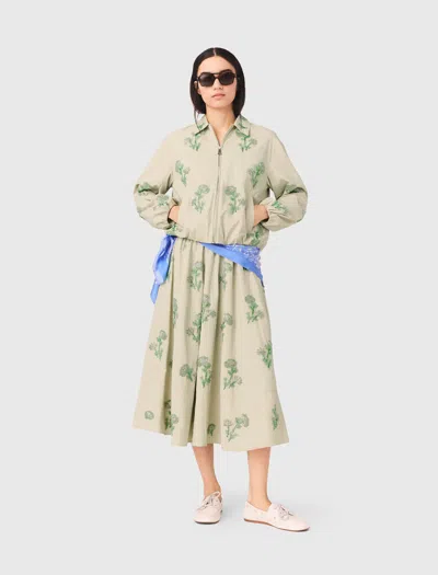 Maje Woman's Polyamide Embroidered Technical Bomber Jacket For Spring/summer In Sand