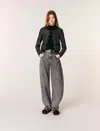 Maje High Rise Balloon Leg Jeans In Grey In Black